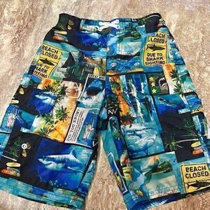 OP boys, shark print swim trunks.Size 8.